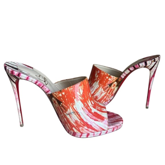 Christian Louboutin PIGAMULE 120 PATENT BAZIN Pompadour 120mm RETAIL 995 - Picture 7 of 9